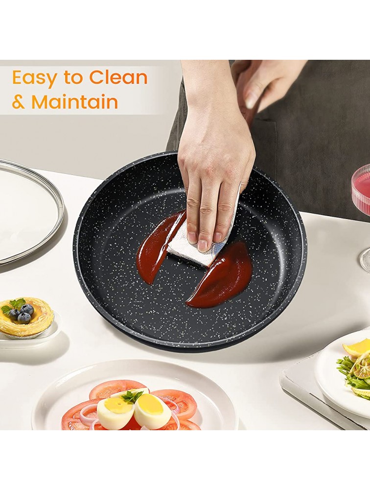 Ferlord Nonstick Frying Pan Skillet 9.5,100% PFOA &BPA free Heating Quickly and Evenly Less Oil Fumes,Heat-Resistant Soft Bakelite Handle 24cm Healthy Chef's Pan Suitable for All Stove - B3YDMYMOI