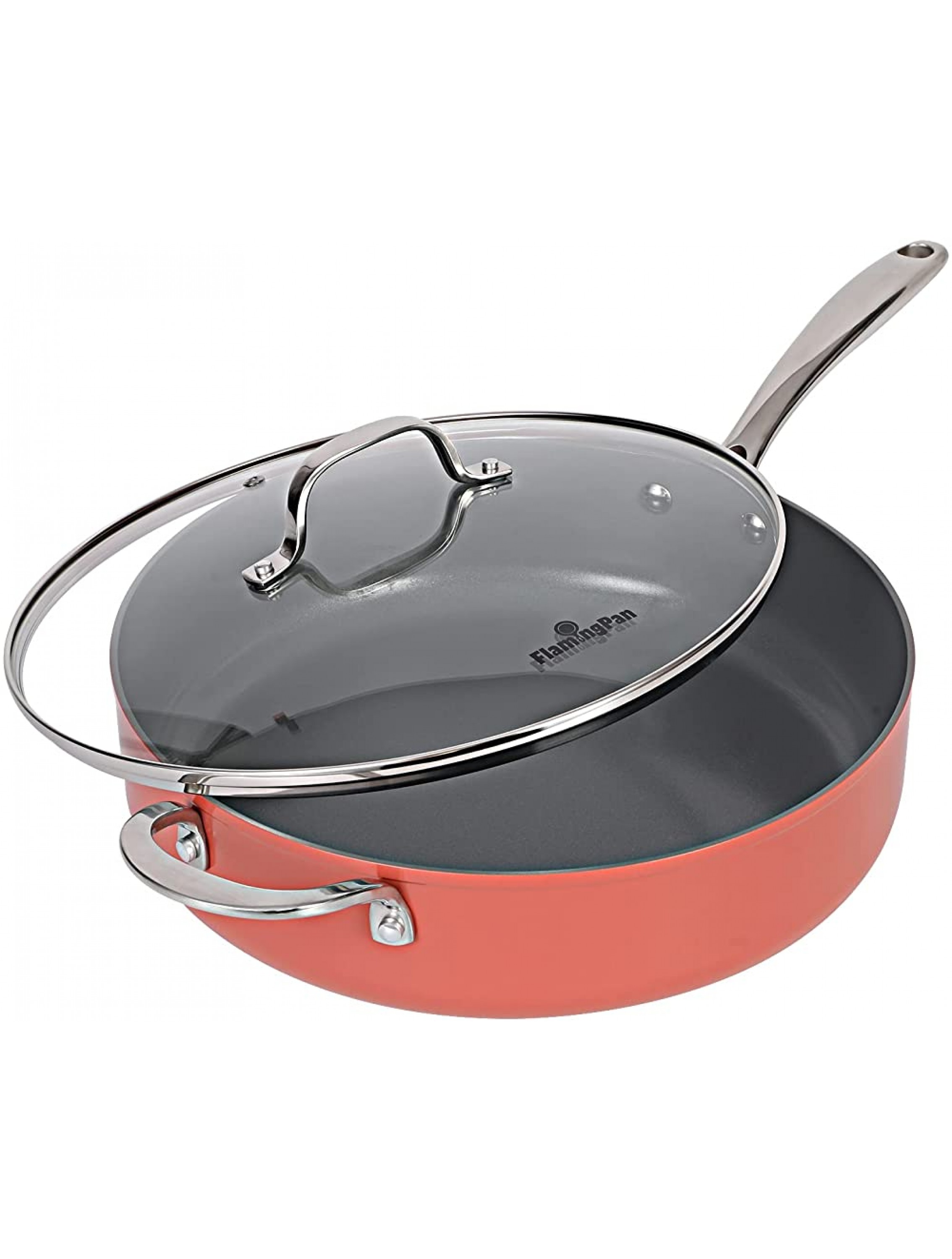 Flamingpan 12-Inch deep Nonstick Sauté Pan,Sauté Pan with Lid,Nonstick Frying Pan with Humanized Handle,Dishwasher & Oven Safe,Nonstick Sauté Pan Suitable for Any Cooktop,Chef's Pan for Home & Kitchen - BQQI28FT8