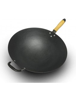 FRIENDLYSS Cast Iron Wok Household Classic Uncoated Wok Cooking Pan Wok Pan Skillet Fry Pan Chef's Pans Size : 34cm - BOTPXNCKN
