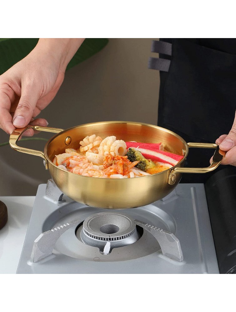GYDMEG Polished Steel Paella Pan,Golden Aluminum Pot South Korea Stretched Noodles Pot Stainless Steel Chef's Stir Fry Pan Heat-Proof Double Handles Golden - BCKPBBO5X