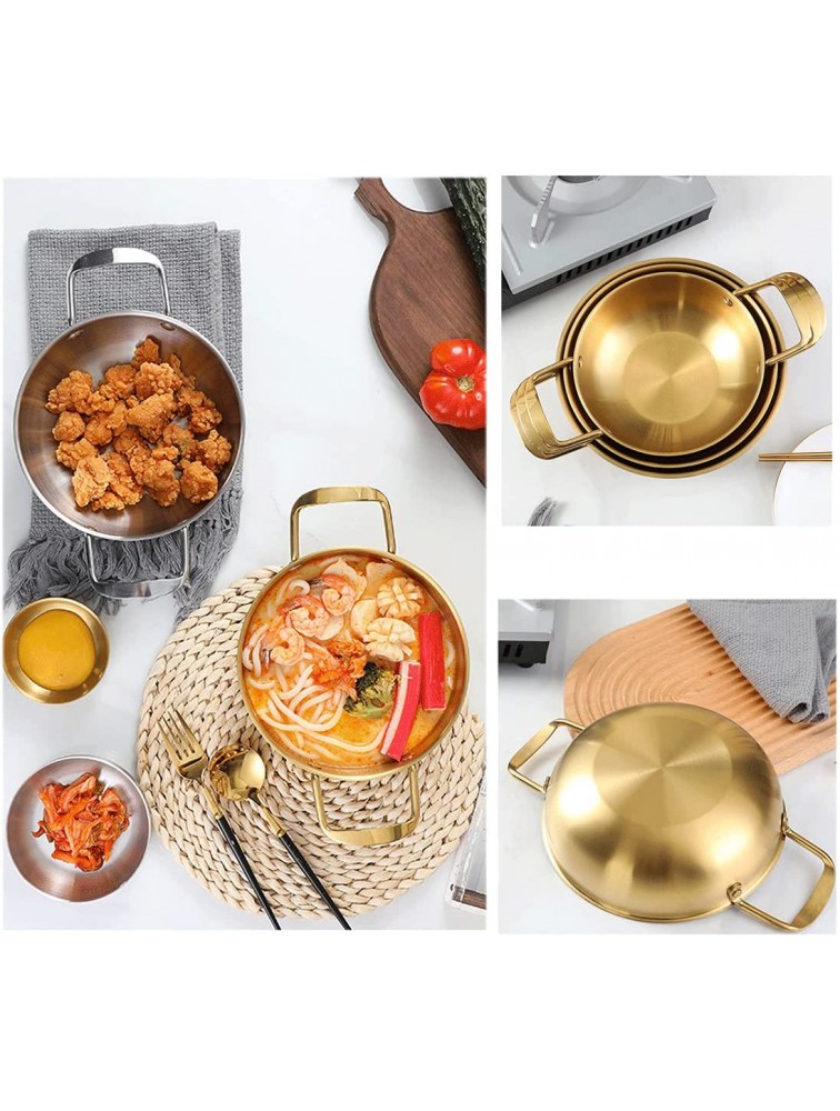 GYDMEG Polished Steel Paella Pan,Golden Aluminum Pot South Korea Stretched Noodles Pot Stainless Steel Chef's Stir Fry Pan Heat-Proof Double Handles Golden - BCKPBBO5X