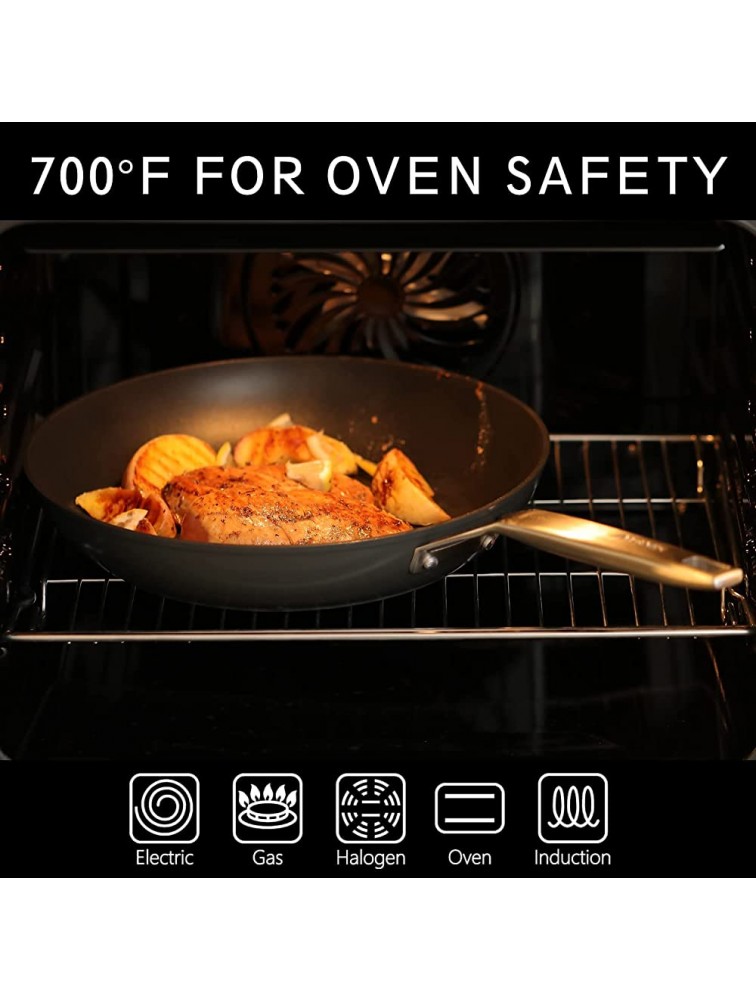 MSMK 8 1 2 inch Non stick Frying pan with Lid Small Egg Omelette Burnt also Non stick Scratch-resistant Peeling-resistant Induction Skillet Oven Safe to 700°F - BVF34QHAH