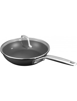 MSMK 8 1 2 inch Non stick Frying pan with Lid Small Egg Omelette Burnt also Non stick Scratch-resistant Peeling-resistant Induction Skillet Oven Safe to 700°F - BVF34QHAH