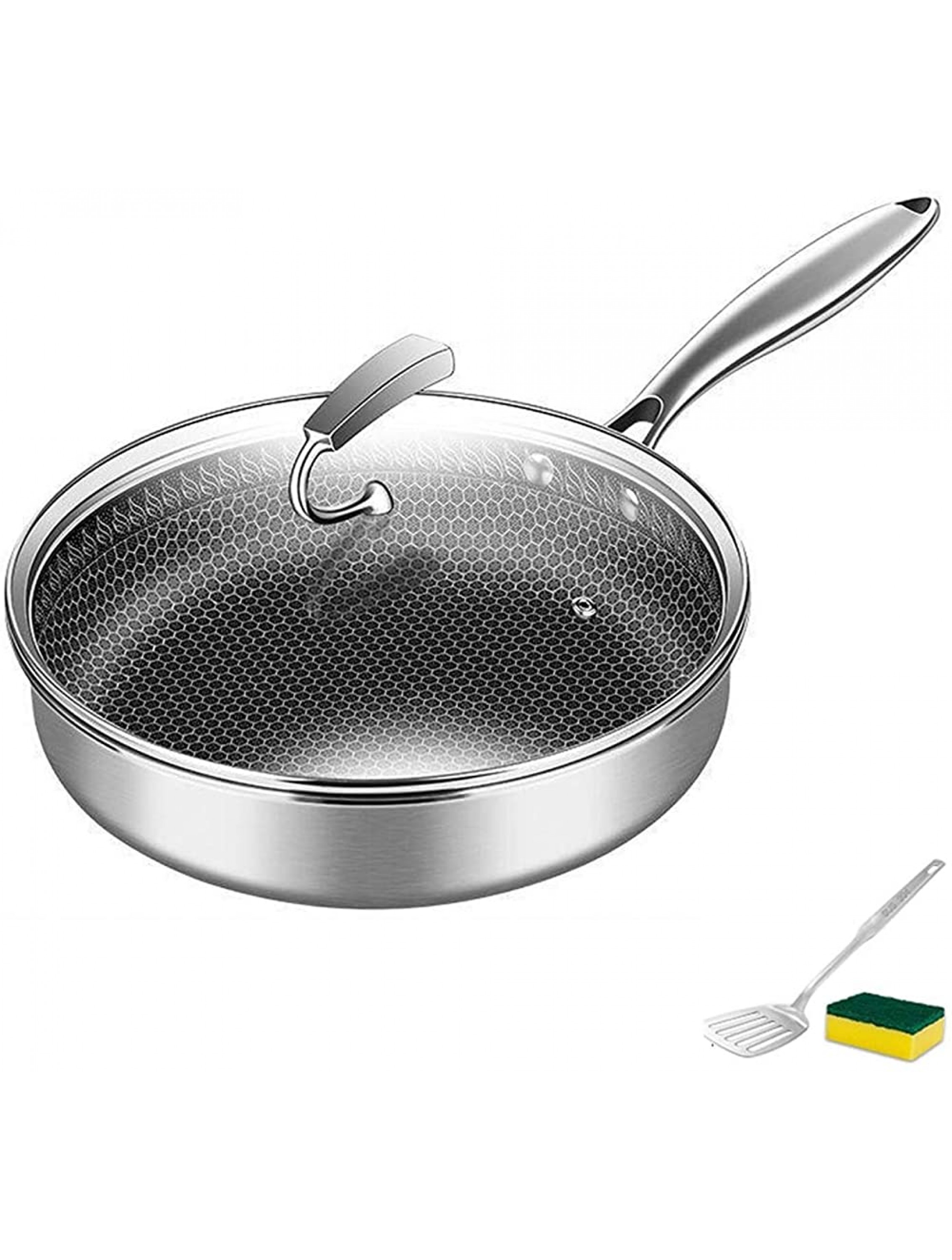 SHENGDAFASHANGCHENG Nonstick Skillet,Deep Frying Pan with Glass Lid,Cooking Pan with Soft Bakelite Handle Saute Pan Chef's pan Omelette Pans for All Stove Tops Stainless Steel Frying Pan - BWKSK9BIE