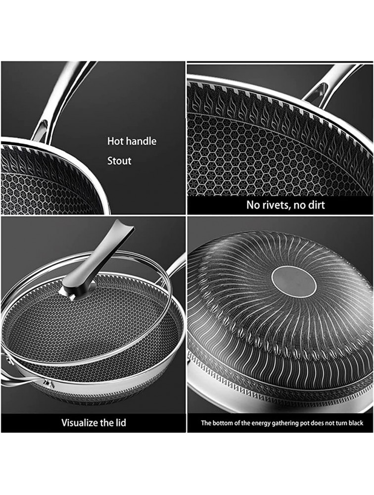 SHUOG New Non-stick Frying Pans Double-Sided Screen Honeycomb Stainless Steel Wok Without Oil Smoke Frying Pan Wok PFOA-Free Chef's Pans Color : 32cmNo ears - BW1C0V4Y9