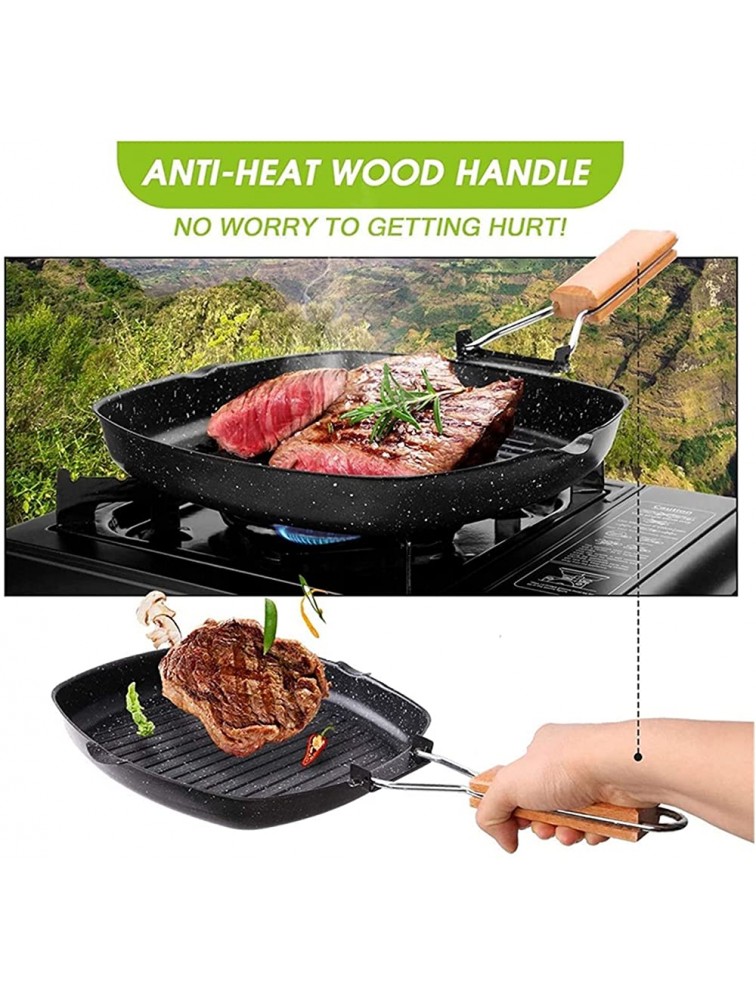 SHUOG Outdoor Camping Cookware Frying Pan Grilling Pan With Folding Handle Cooking Kitchenware Fit For Outdoor Hiking And Picnic Chef's Pans Color : Black - BZF88EBOC