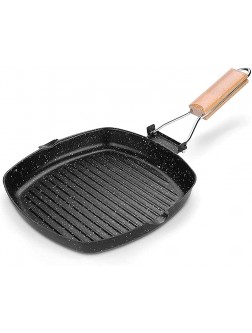 SHUOG Outdoor Camping Cookware Frying Pan Grilling Pan With Folding Handle Cooking Kitchenware Fit For Outdoor Hiking And Picnic Chef's Pans Color : Black - BZF88EBOC
