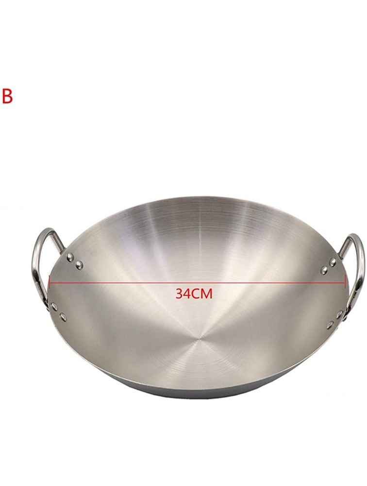SHUOG Stainless Steel Double Ear Chef Fry Wok Gas Cooker Traditional Handmade Pot Non Coating Woks Chef's Pans Color : B 34CM - BH47F52X6