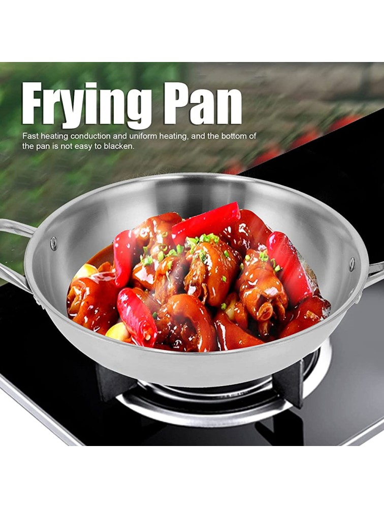 TOPINCN Frying Pan Stainless Steel Pre-Seasoned Frying Pans Heavy Duty Stir‑Fry Pan Cooking Utensil with Cover Professional Chef Tools for Gas Stove Induction Stove - B3PPWNGJ0