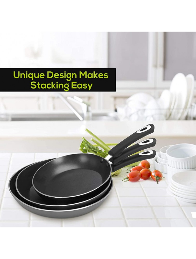 Utopia Kitchen Nonstick Frying Pan Set 3 Piece Induction Bottom 8 Inches 9.5 Inches and 11 Inches Grey-Black - B53LHWLJC