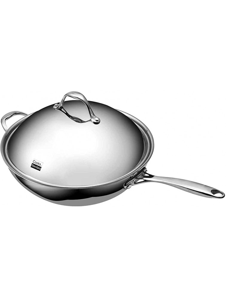 Cooks Standard Stainless Steel Multi-Ply Clad Wok 13 with High Dome lid Silver - BMQ86XYVX