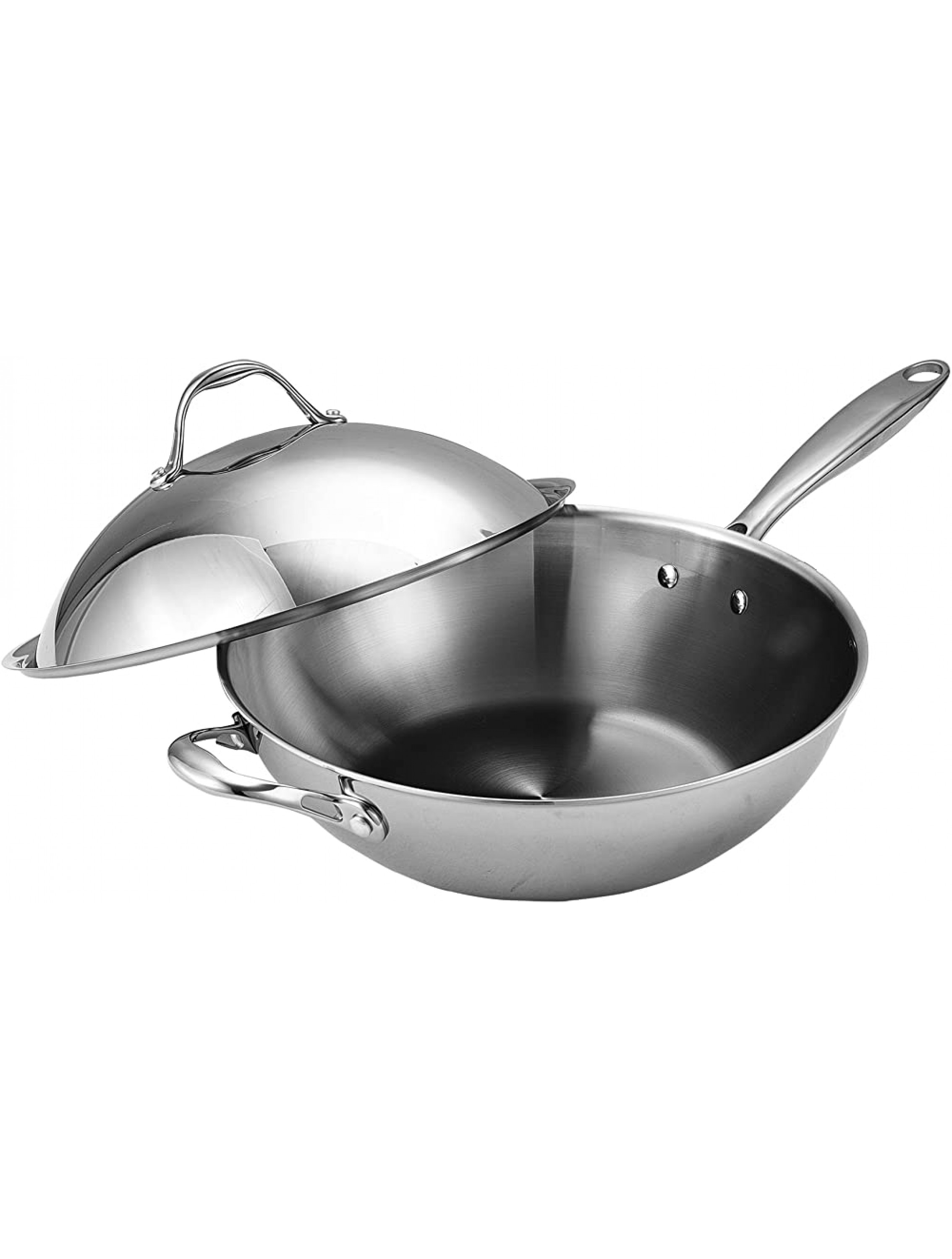 Cooks Standard Stainless Steel Multi-Ply Clad Wok 13 with High Dome lid Silver - BMQ86XYVX