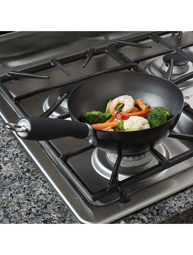 Ecolution Non-Stick Carbon Steel Wok with Soft Touch Riveted Handle 8,Black - BNVPOKQQK