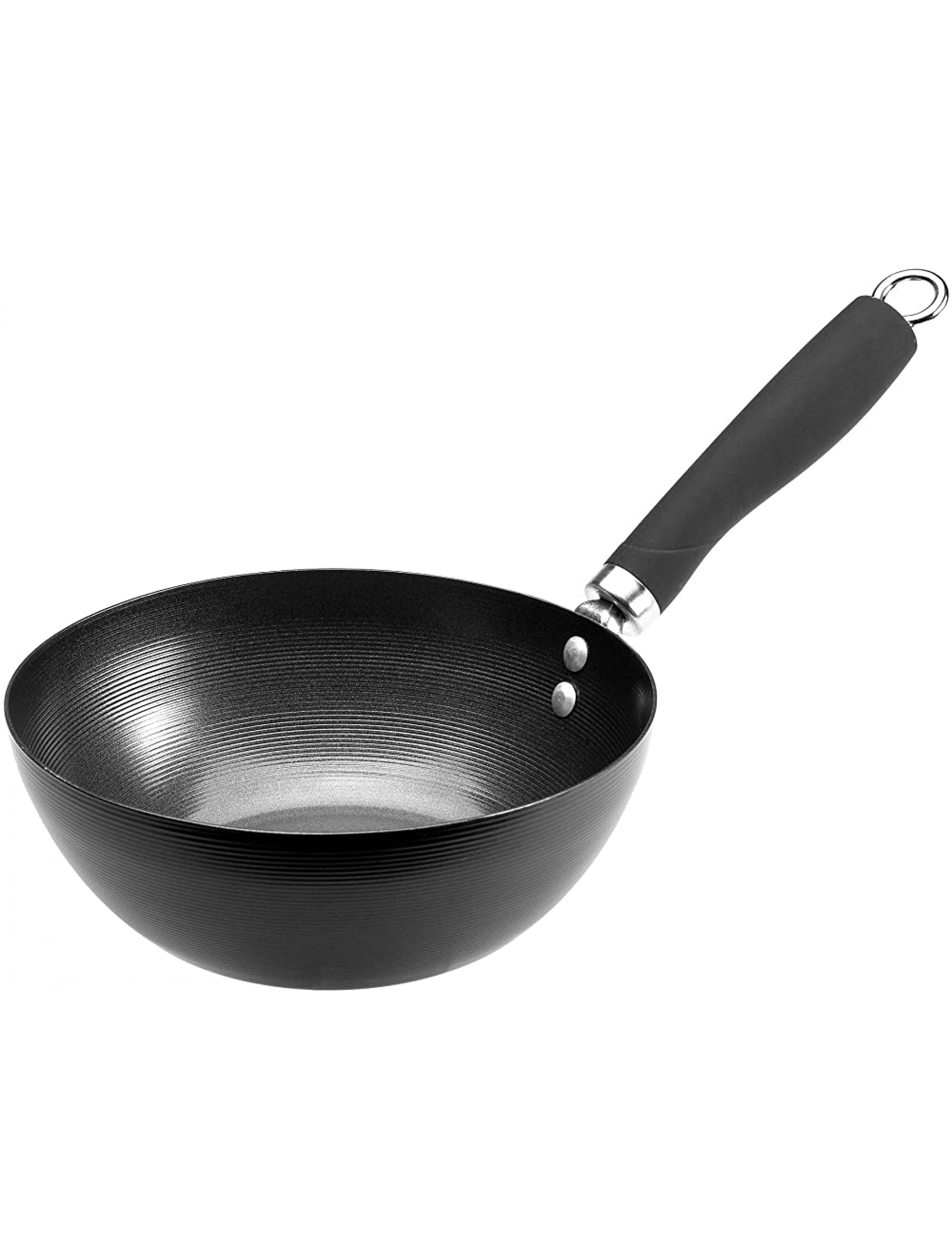Ecolution Non-Stick Carbon Steel Wok with Soft Touch Riveted Handle 8,Black - BNVPOKQQK