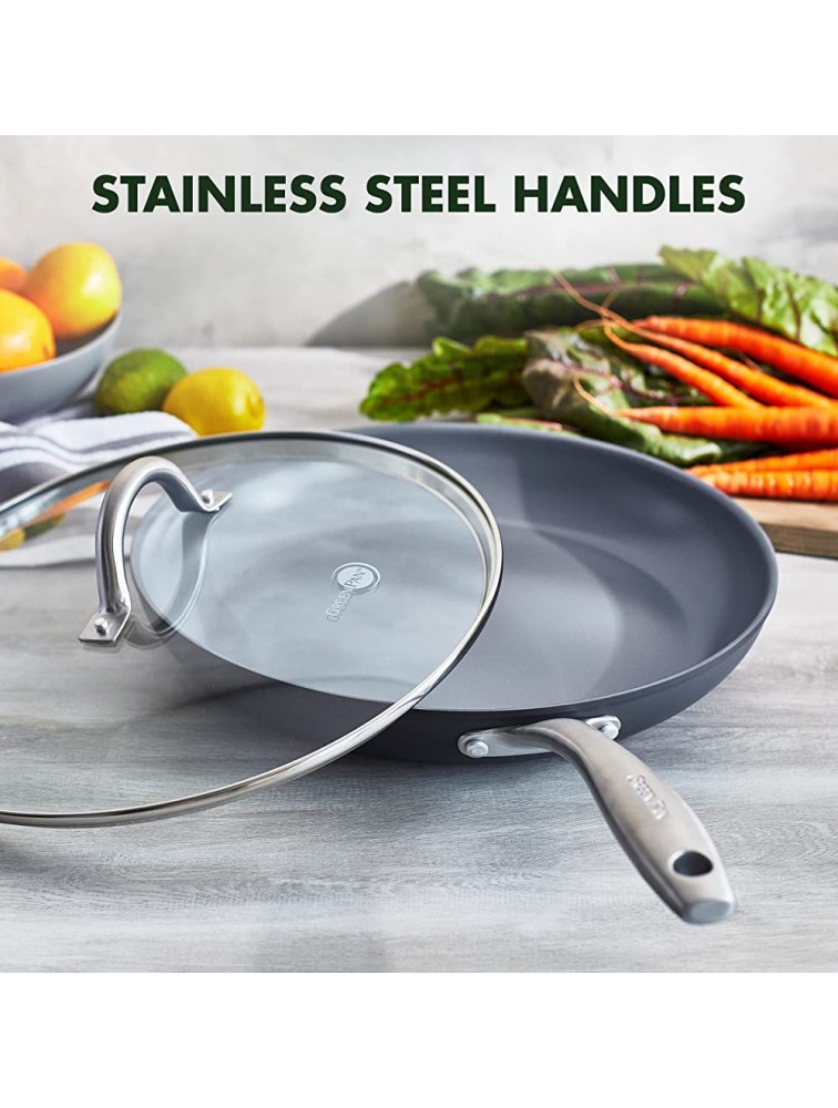 GreenPan Lima Hard Anodized Healthy Ceramic Nonstick 12 Frying Pan Skillet with Lid PFAS-Free Oven Safe Gray - BNGJW1O9O