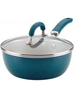 Rachael Ray Create Delicious Nonstick Saute All Purpose Pan with Lid 3 Quart Teal Shimmer teal shimmer blue - BEEQEBSWH