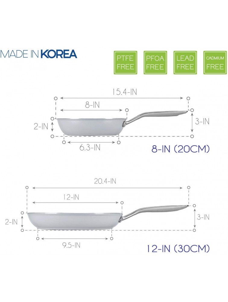 TECHEF CeraTerra 8 Ceramic Nonstick Frying Pan PTFE and PFOA Free Ceramic Exterior & Interior Made in Korea 8-in - B4K4V3954