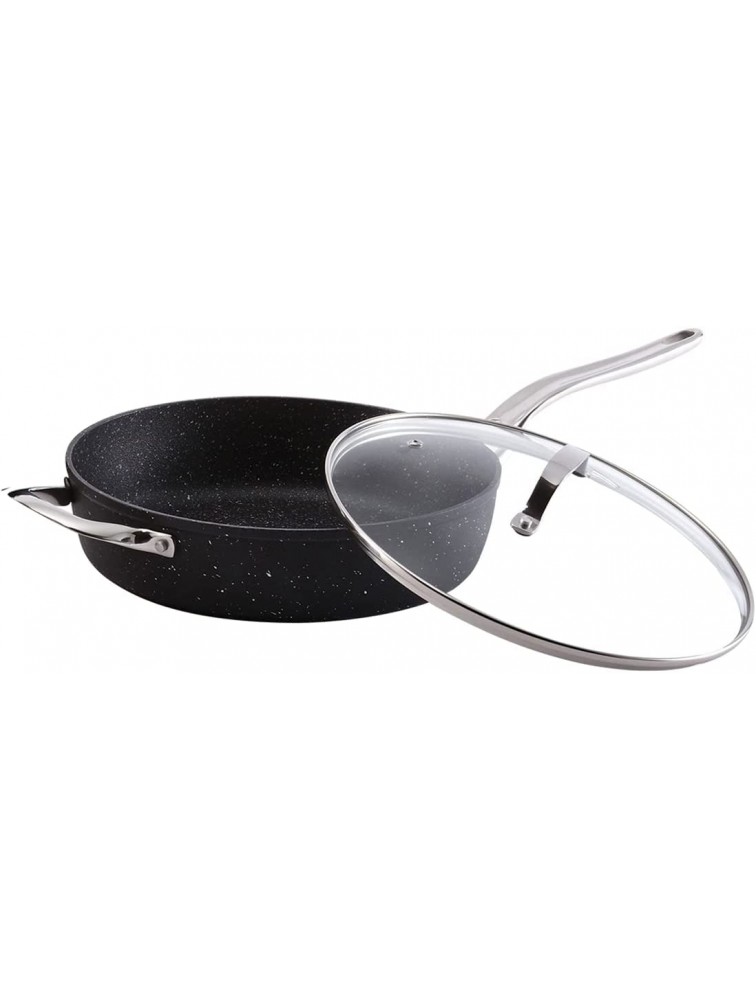 The Rock by Starfrit 11" Deep Fry Pan with Glass Lid and Stainless Steel Handles Black - B36EP0AQW