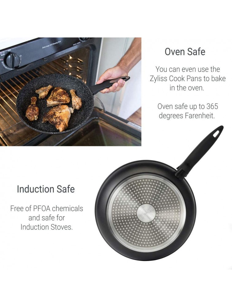 ZYLISS Cookware 8 and 11 Nonstick Fry Pan Set Oven Dishwasher Induction and Metal Utensil Safe Cooking Heavy Duty Forged Aluminum with Sturdy Riveted Handle 2 Piece Set - BJLF2YF9M