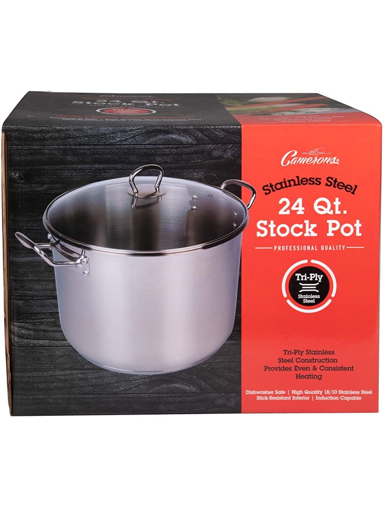 24 Quart Stockpot- Tri-Ply Stainless Steel Stock Pot- Commercial Grade Sauce Pot for Canning w Stick Resistant Interior Stay Cool Handles and Induction Compatible - B89UZGVOF