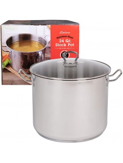 24 Quart Stockpot- Tri-Ply Stainless Steel Stock Pot- Commercial Grade Sauce Pot for Canning w Stick Resistant Interior Stay Cool Handles and Induction Compatible - B89UZGVOF
