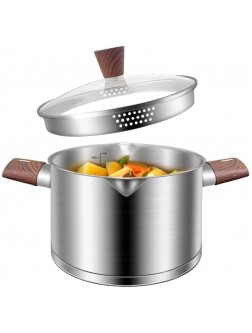4 Quart stainless steel pasta pot with glass strainer Lid cooking pot with bakelite handle two side pour spouts multipurpose stock pot soup pot induction cookware pot 4 qt - B4SBLK7YW