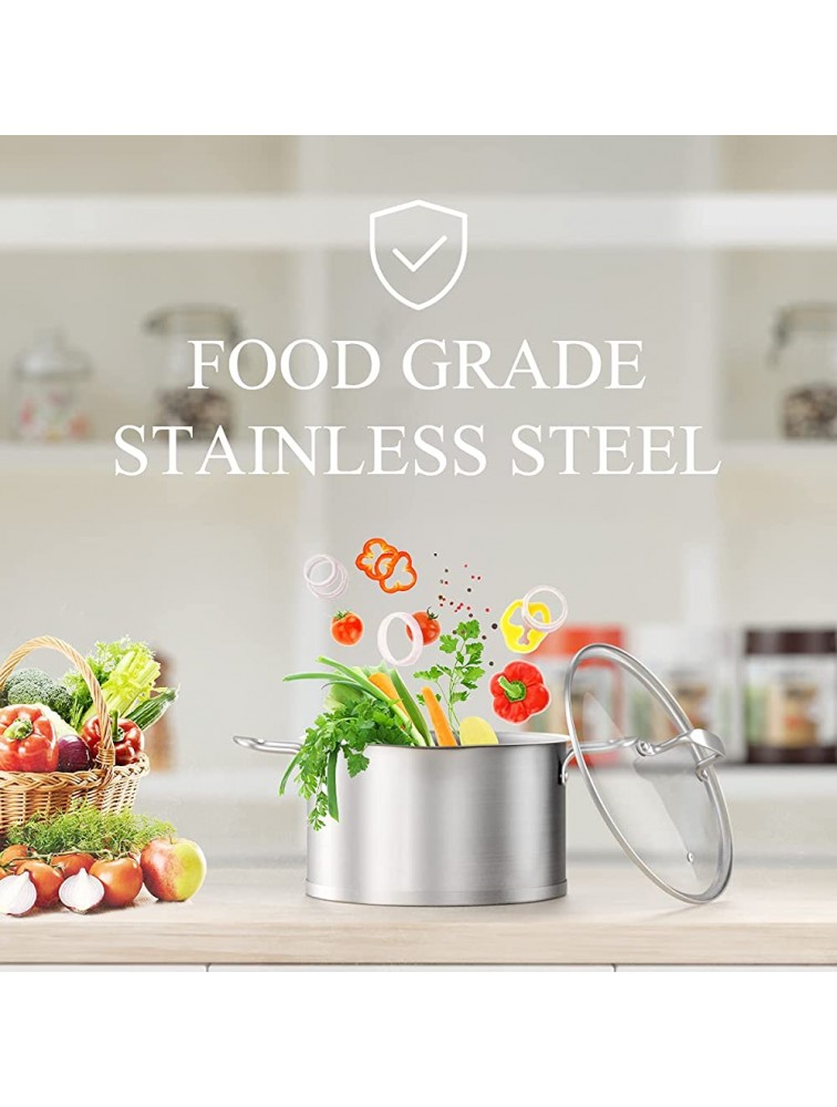 4 quart Stainless Steel Stock Pot Stockpot with Glass Lid,4 Qt Multi pasta cooking soup pot with Pour Spout,Scale Engraved Inside Oven Dishwasher Safe ,Compatible for Family Meals - B8CLMDH27