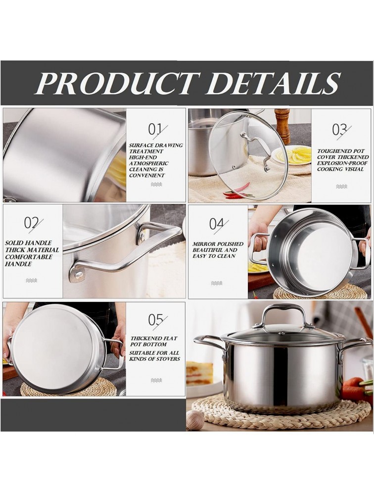 5-Quart Stainless Steel Stock Pot Food Grade Stainless Steel Heavy Duty Induction Stock Pot Stew Pot Steamer,Simmering Pot Soup Pot with See-Through Lid Dishwasher Safe 26cm - B8Q4WC1VD
