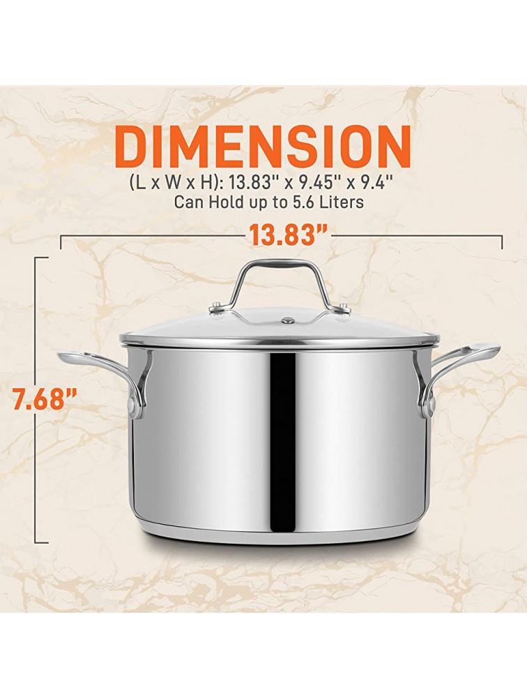 6-Quart Stainless Steel Stock Pot 18 8 Food Grade Stainless Steel Heavy Duty Induction Stock Pot Stew Pot Simmering Pot Soup Pot with See-Through Lid Dishwasher Safe NutriChef NCSP6 - BJUQU61BB