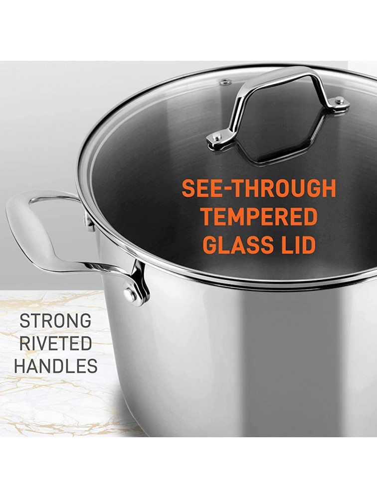 6-Quart Stainless Steel Stock Pot 18 8 Food Grade Stainless Steel Heavy Duty Induction Stock Pot Stew Pot Simmering Pot Soup Pot with See-Through Lid Dishwasher Safe NutriChef NCSP6 - BJUQU61BB