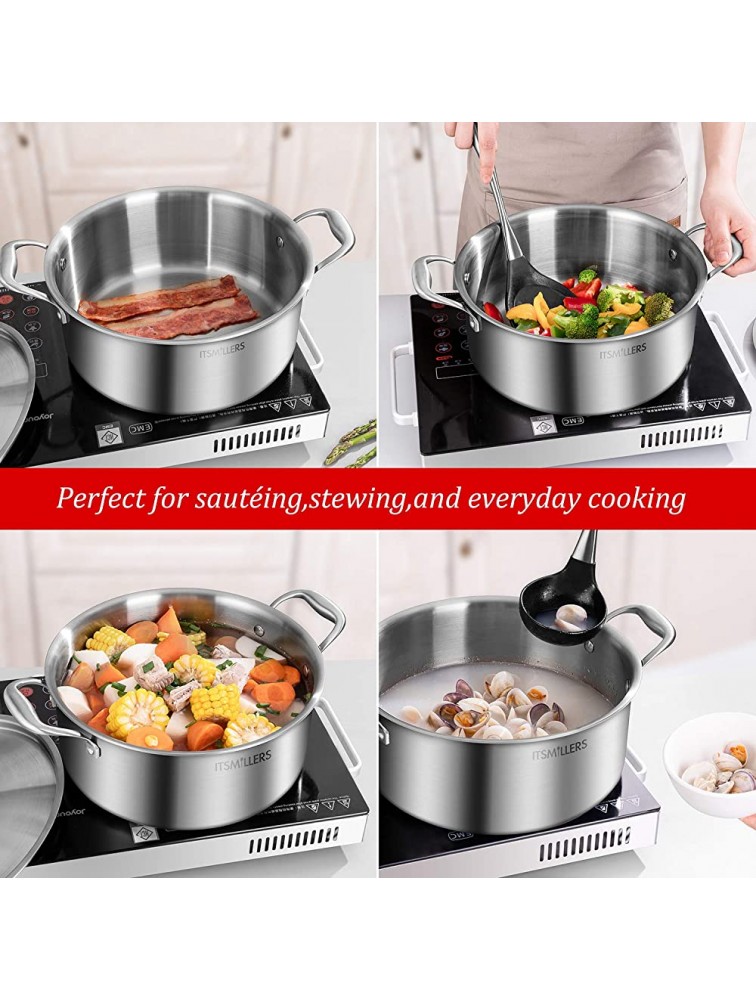 7 Qt Tri-ply Stainless Steel Stock Pot with Lid Scratch Resistant Induction Cooking Pot with Silicone Oven Mitts,Oven Safe & Dishwasher Safe - B97UA13FZ