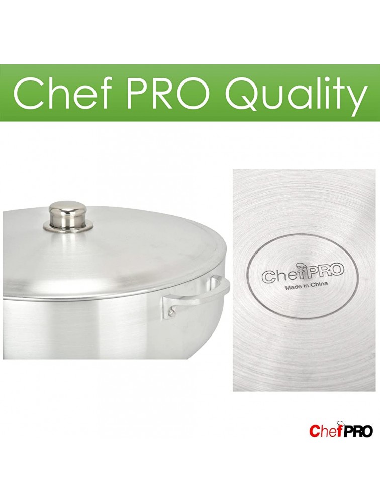 ALUMINUM CALDERO STOCK POT by Chef Pro Aluminum Superior Cooking Performance for Even Heat Distribution Perfect For Serving Large and Small Groups Riveted Handles Commercial Grade 5.1 Quart - BV8ZWC0JS