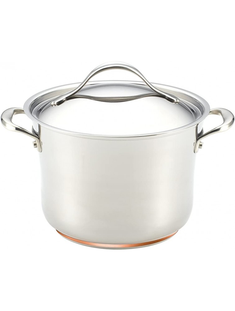 Anolon Nouvelle Stainless Steel Stock Pot Stockpot with Lid 6.5 Quart Silver - B8IRAU9Y8