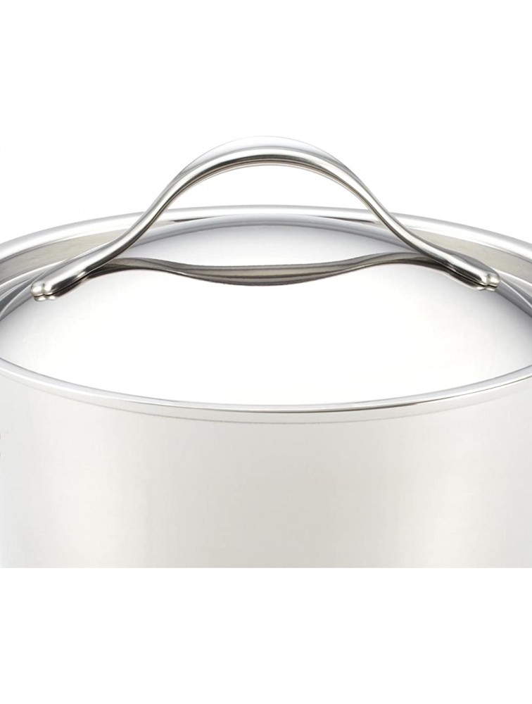 Anolon Nouvelle Stainless Steel Stock Pot Stockpot with Lid 6.5 Quart Silver - B8IRAU9Y8