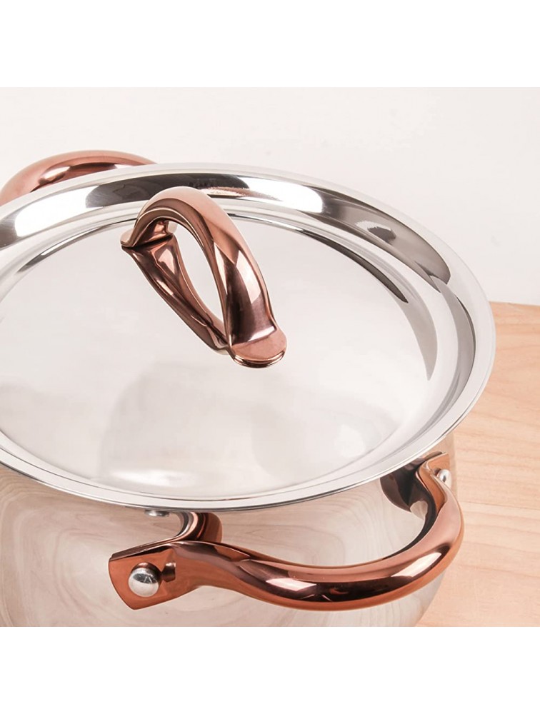 BergHOFF Ouro 18 10 Stainless Steel Stockpot 8 4.8 qt. Silver Rose Gold Handle PFOA-free Induction Cooktop Compatible Matching Lid Mirror finish - B3C5VNOLG