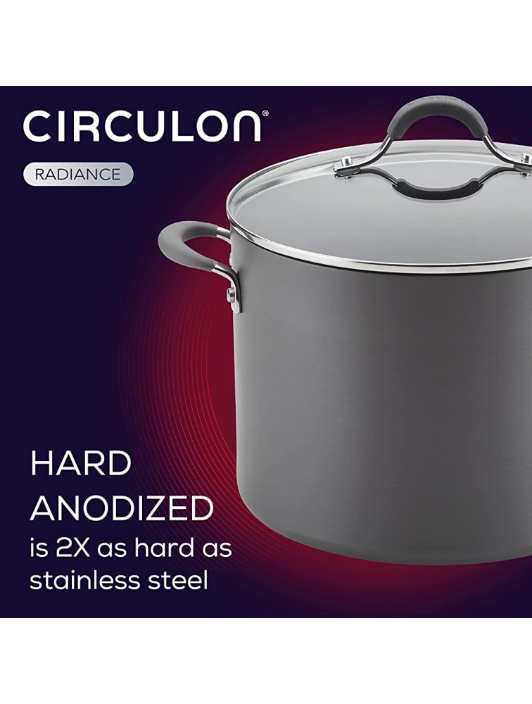 Circulon Radiance Hard Anodized Nonstick Stock Pot Stockpot with Lid 10 Quart Gray - B2ZAID0LY