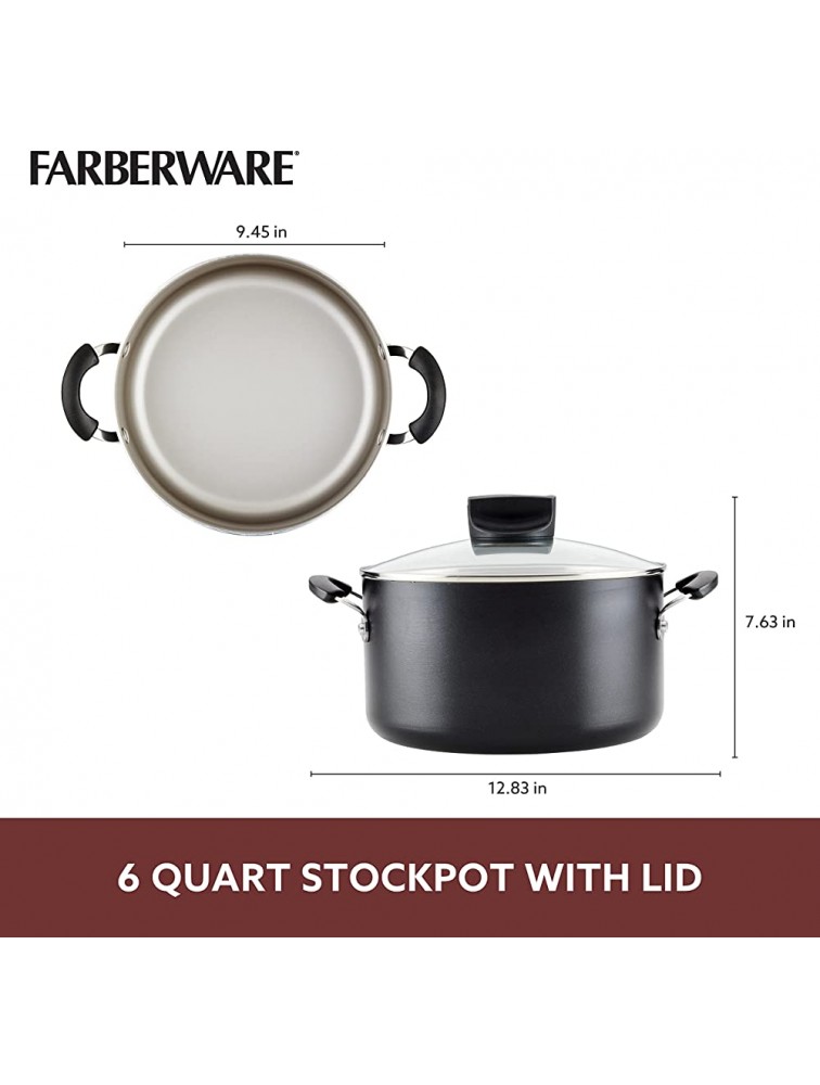 Farberware Smart Control Nonstick Stock Pot Stockpot with Lid 6 Quart Black - B1G3MCMYD