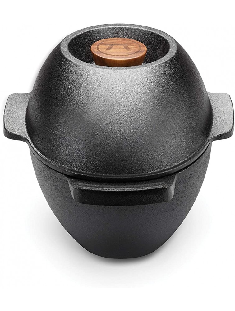 Outset 76495 Cast Iron Seafood and Mussel Pot with Lid for Empty Shells 2.5 Quart Black - BVKLW3X4W