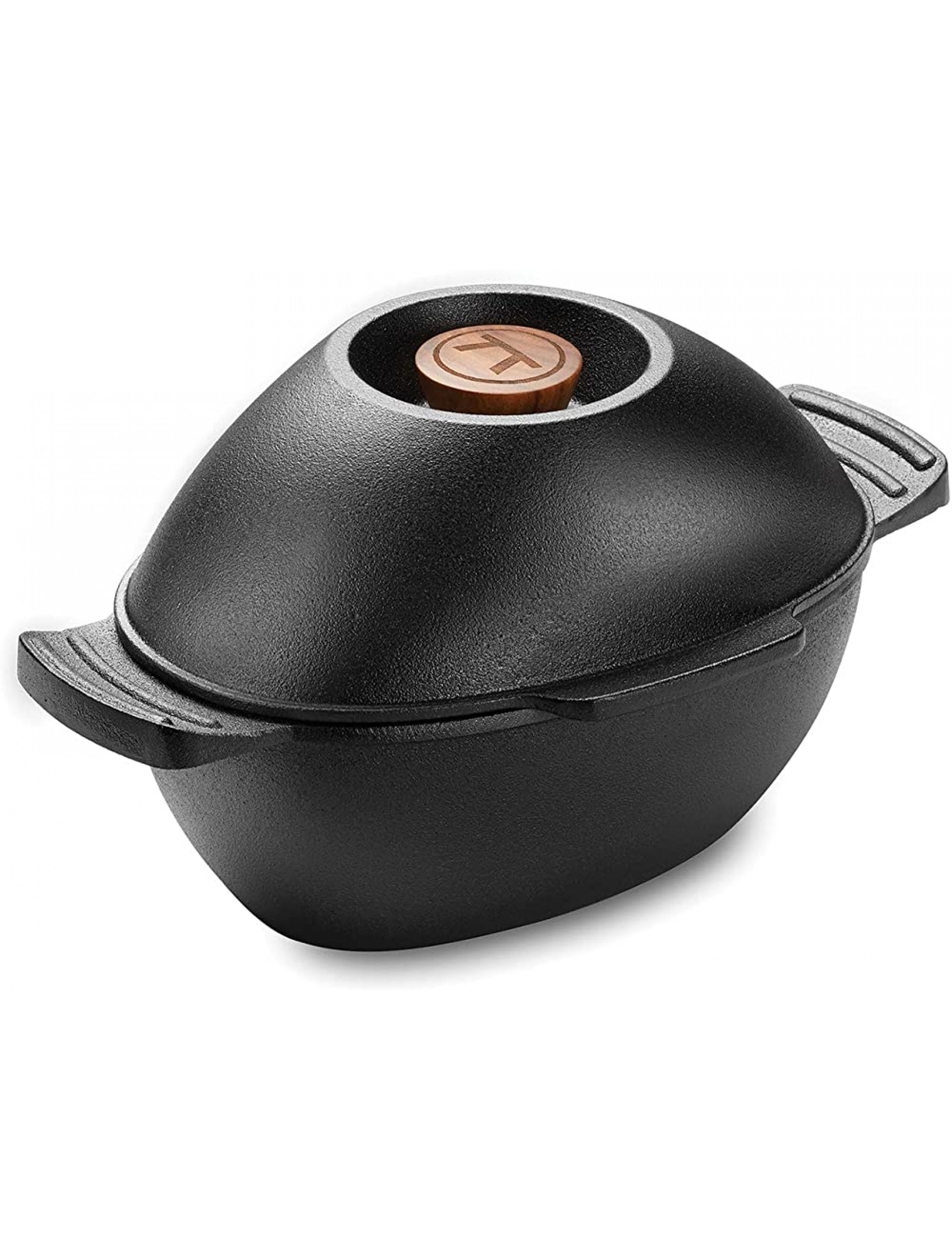 Outset 76495 Cast Iron Seafood and Mussel Pot with Lid for Empty Shells 2.5 Quart Black - BVKLW3X4W