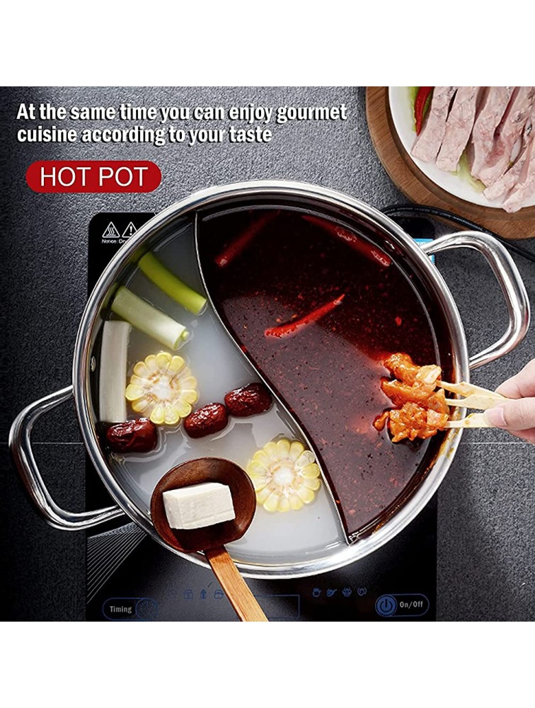Panghuhu88 13inch Hot Pot with Divider Lid Stainless Steel Shabu Shabu Pot for Induction Cooktop Gas Stove Kitchen Cooker Dual Sided Soup Cookware with 2 Soup Ladles - BZUBFPLSC