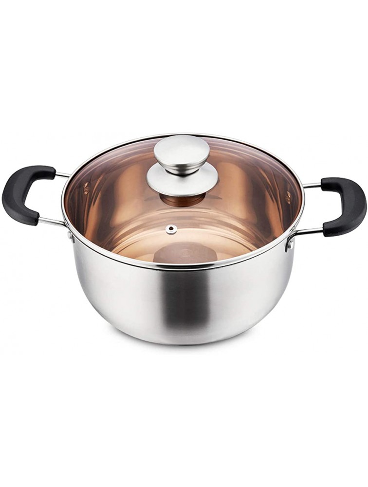 Stainless Steel Stockpot P&P CHEF 4 Quart Stock Pot with Lid Heat-Proof Double Handles Dishwasher Safe - BXDZ6H5UJ