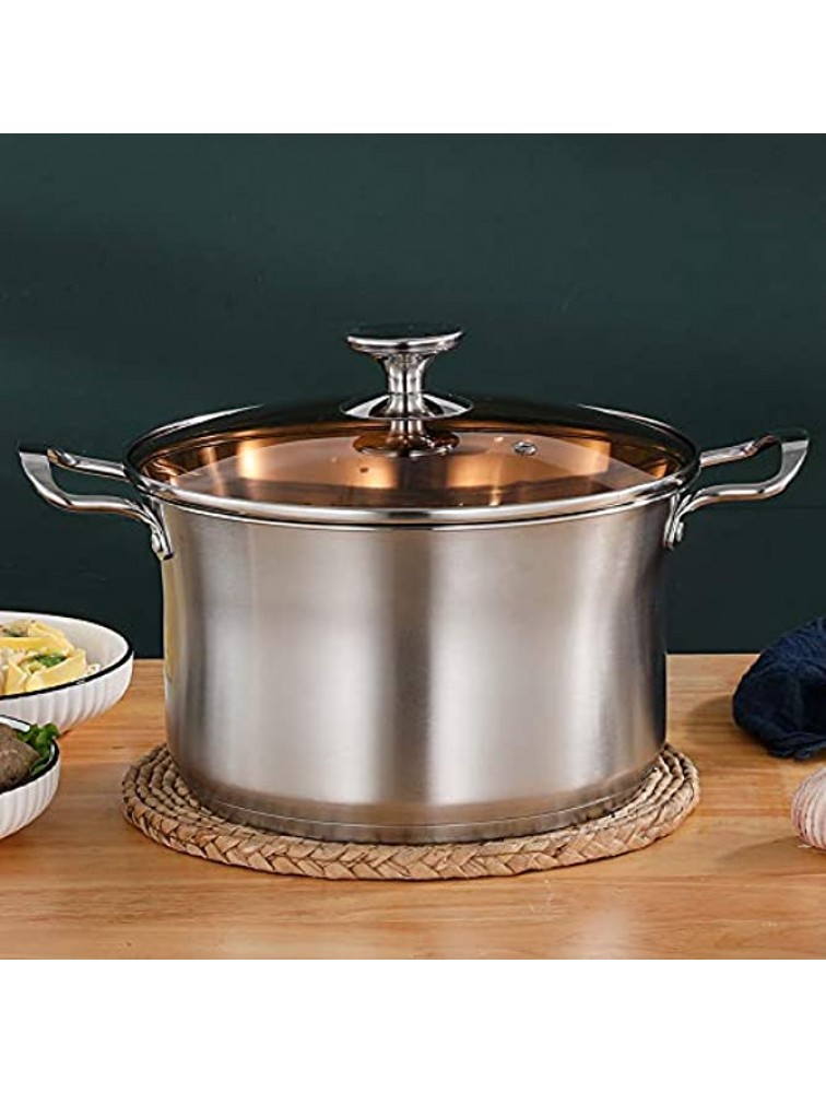 Stainless Steel Stockpot with Glass Lid Stock Pots 6 QT Heavy Soup Pot Cooking Pot with Lid Dishwasher Safe 24cm 6L - BQCKS1TI8