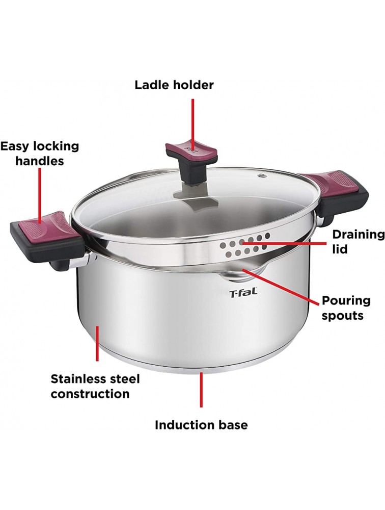 T-fal Stainless Steel with Easy-Lock System Cook & Clip 5-Quart Silver - BESFKHT9X