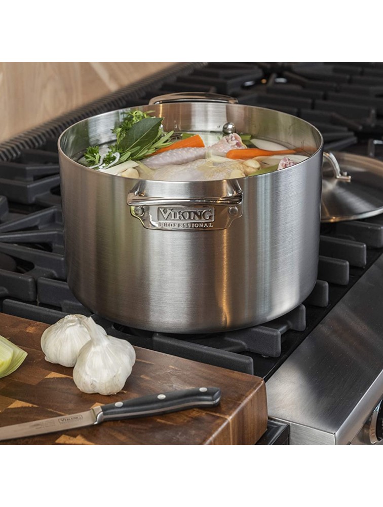 Viking Professional 5-Ply Stainless Steel Stockpot with Lid 8 Quart - BECXJ07WA