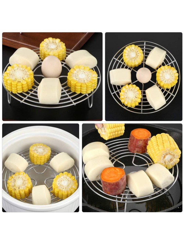 Cabilock Stainless Steel Steamer Rack Round Cooling Rack Microwave Tray Microwave Plate Stacker Cooking Supplies for Steaming Bacon Frozen Snacks 20.7cm - BK733E1E8