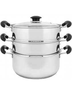 CONCORD 10" Stainless Steel 3 Tier Steamer Steaming Pot Cookware 24 CM Induction Compatible - B1A6TOSCM