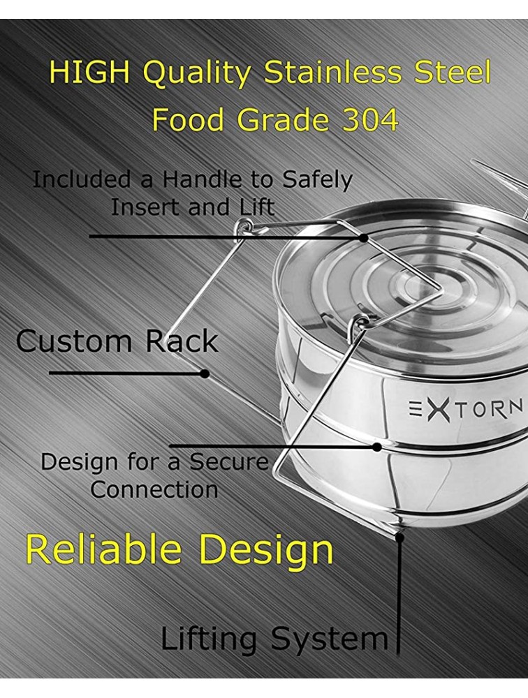Extorn Stackable Steamer Insert Pans for Instant Pot 6 qt 8 qt 5 qt Electric Pressure Cooker Accessories Duo multi 2-Tier Stainless Steel Instant Pots Pot in Pot w Sling Handle for Cooking,Baking - BQIZ1JLAB