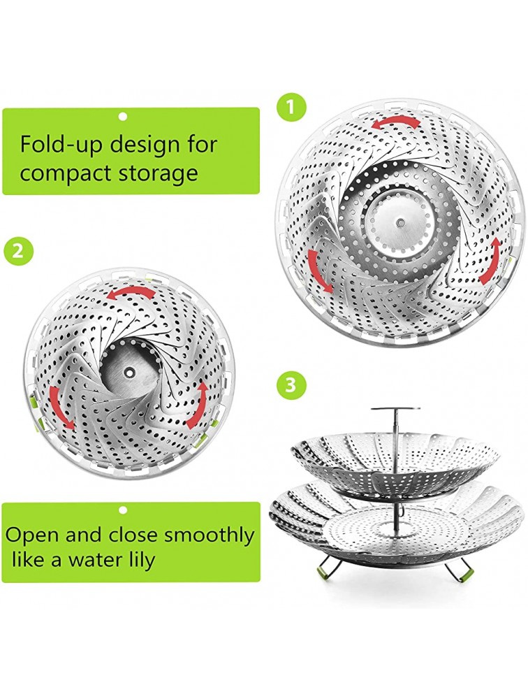 Food Steamer Baskets For Cooking 2 Layers Expandable & Collapsible Vegetable Steamer Basket Stainless Steel 7 10.8 Easy To Use Cooking Steamer Basket For Instant Pot Steamer Insert w Handle - B5LQ3BIVK