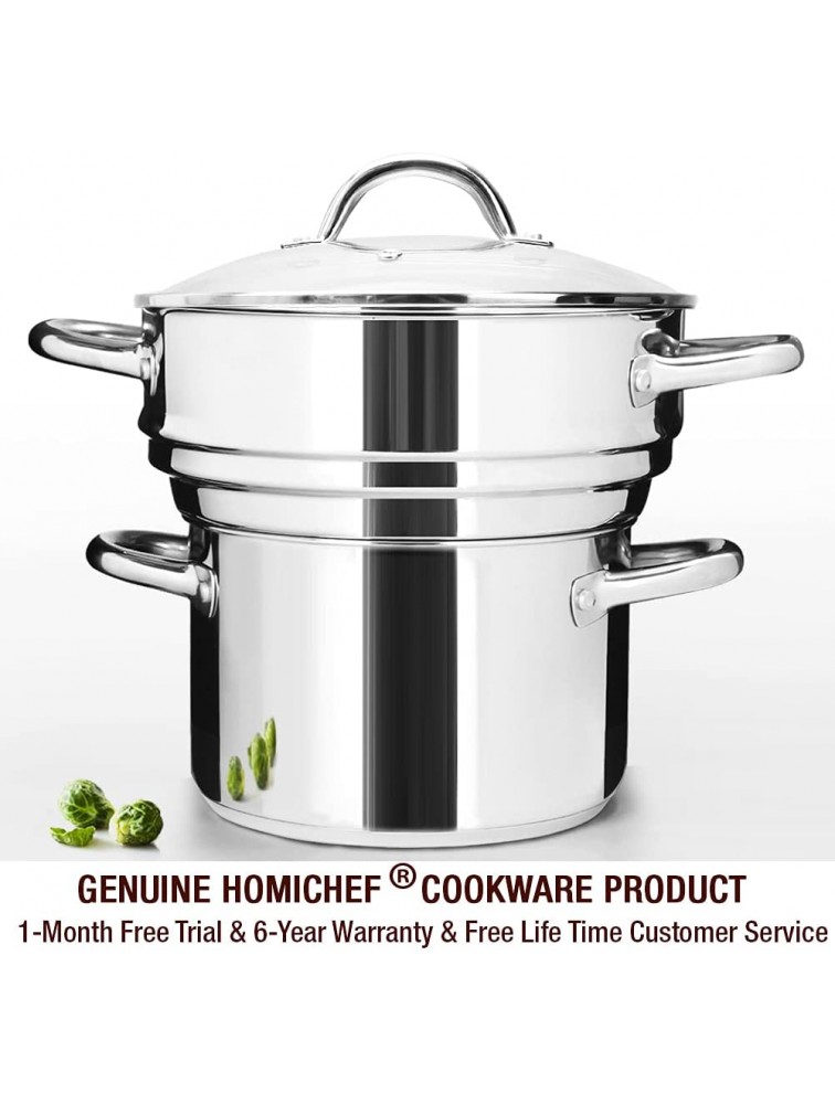 HOMI CHEF 5QT LARGE 4.5 DEEP 3-RIDGE Universal Steamer Cookware Nickel Free Stainless Steel 3 Ridges for 8 9 9.5 Pot Steamer Inserts for Pots Kitchen Steamer Basket Steamer Pot - BR1Z711IS