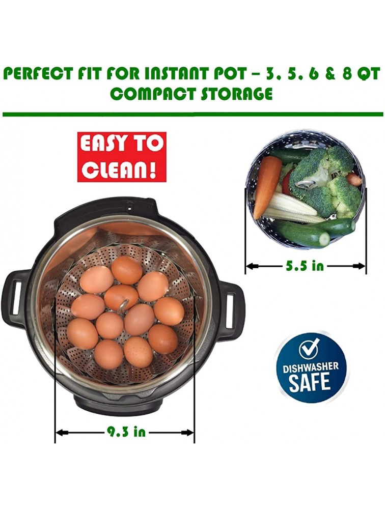 Kitchen Deluxe Vegetable Steamer Basket Fits Instant Pot Pressure Cooker 3 5 6 Qt & 8 Quart 100% Stainless Steel Accessories Include Safety Tool + Julienne Peeler + eBook For Instapot - B6DMO2RYZ